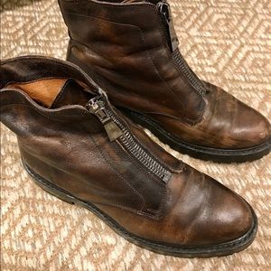 FRYE julie zip front combat boots